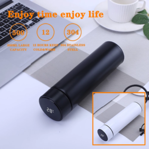 Eco-Friendly Vacuum Flask with Temperature Display - 500ml Stainless Steel Thermos