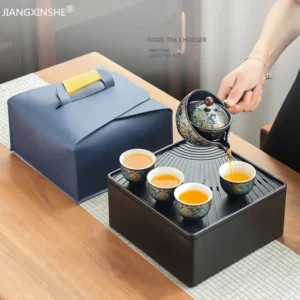 JIANGXINSHE Travel Tea Set - Ceramic Elegance for Four
