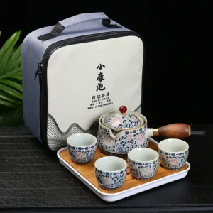 JIANGXINSHE Travel Tea Set - Elegant Ceramic for 4 - Perfect for Tea Lovers