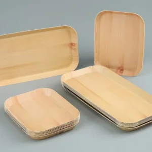 Disposable Wood Grain Paper Plates - Eco-Friendly and Convenient Party Plates