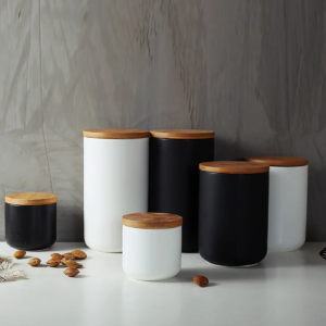 Ceramic Storage Jars with Bamboo Lid - Eco-Friendly Food Containers